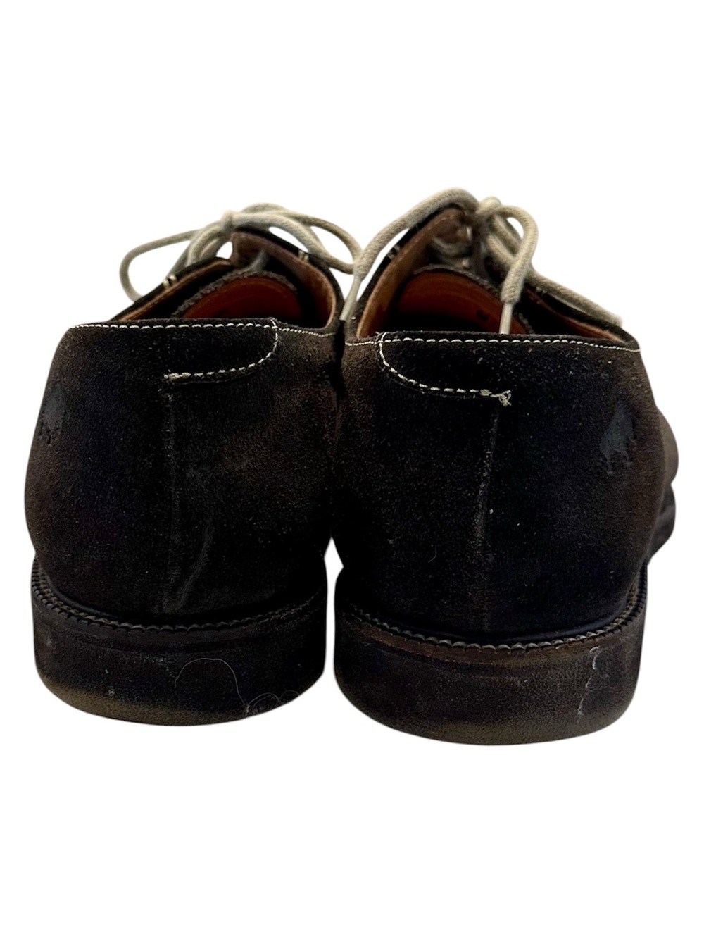 Men's Dark Brown Suede Derby Shoes w/Contrast Stitching & Laces Brazil 40 US 8-9 - Picture 6 of 12
